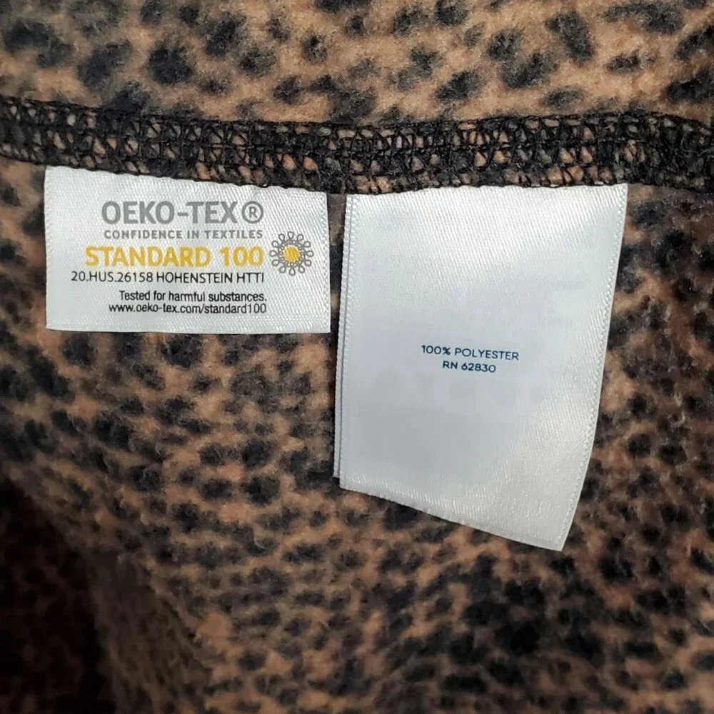 Lands End Womens 3X Shirt Leopard Print Zip Pullover Fleece Top Mob Wife Trendy - Picture 6 of 12